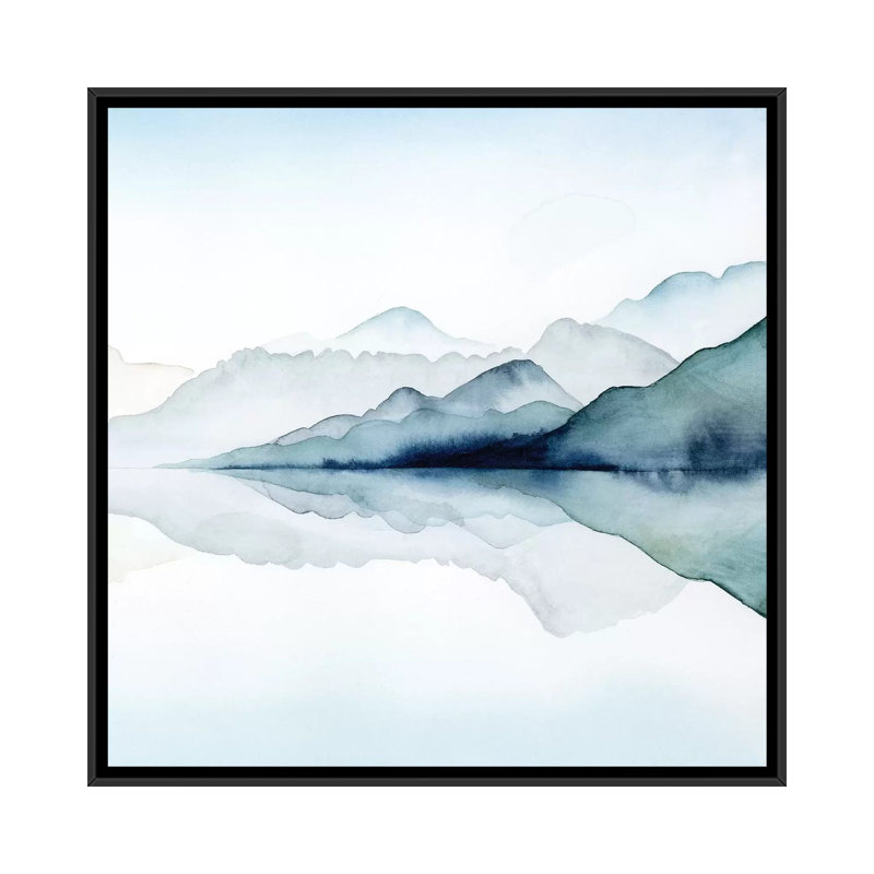 «Glacial II», reproduction sur toile, H 18 po x l 18 po x P 1,5 po, Toile avec cadre flottant noir, Pas de tapis