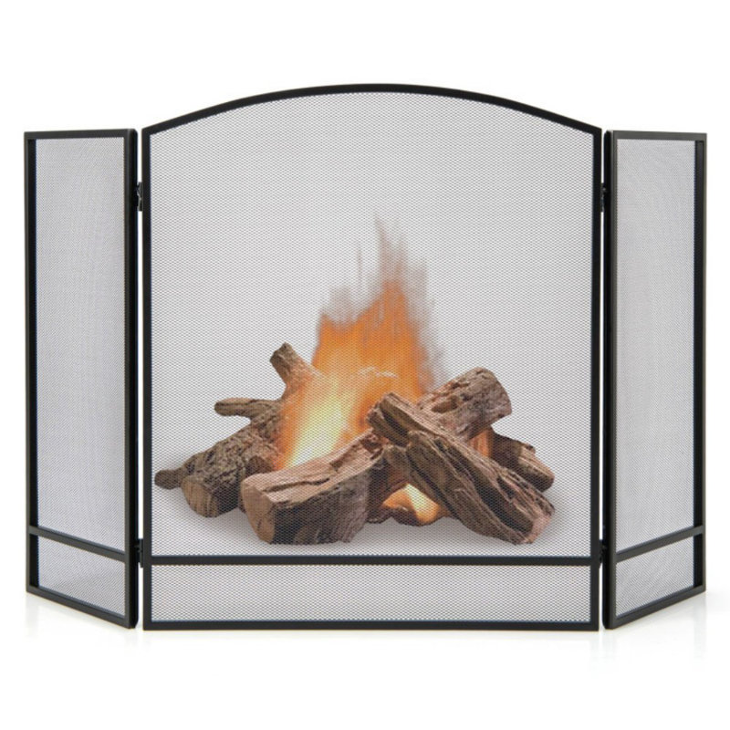 Azusena 3 Panel Iron Fireplace Screen