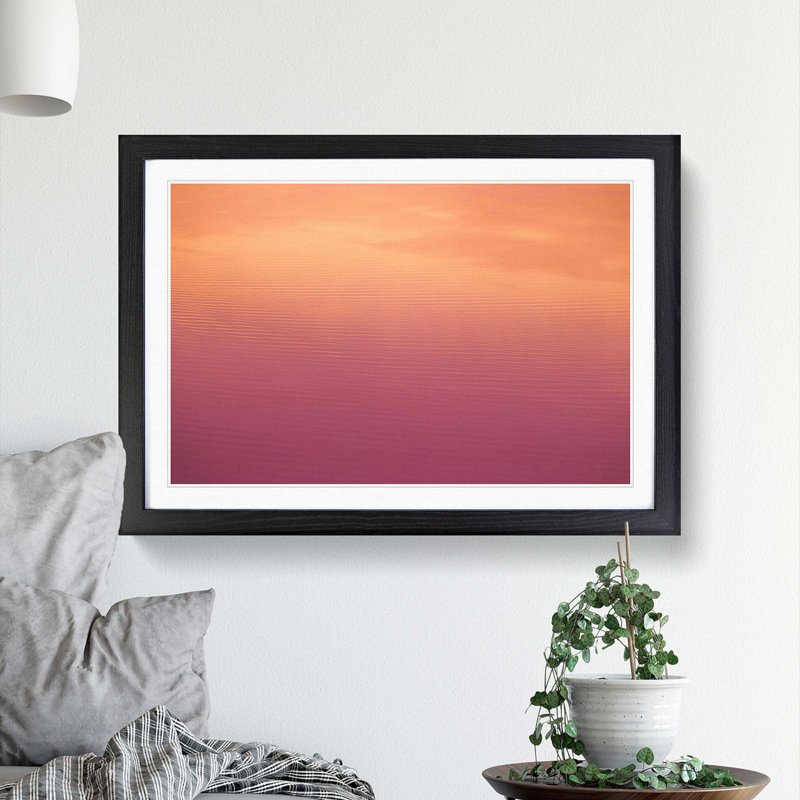 Peach Seascape - Picture Frame Photograph Print, 27cm H x 36cm W x 2cm D, Black Framed