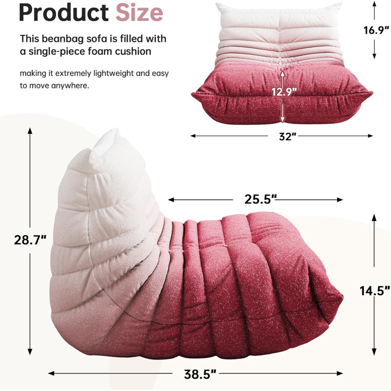 Oversized Bean Bag Chairs for Adults, Giant Beanbag Chair with Memory Foam, Comfy Lounge Chair Lazy Sofa for Apartment, Living Room, Bedroom, Office(Knit Fabric)