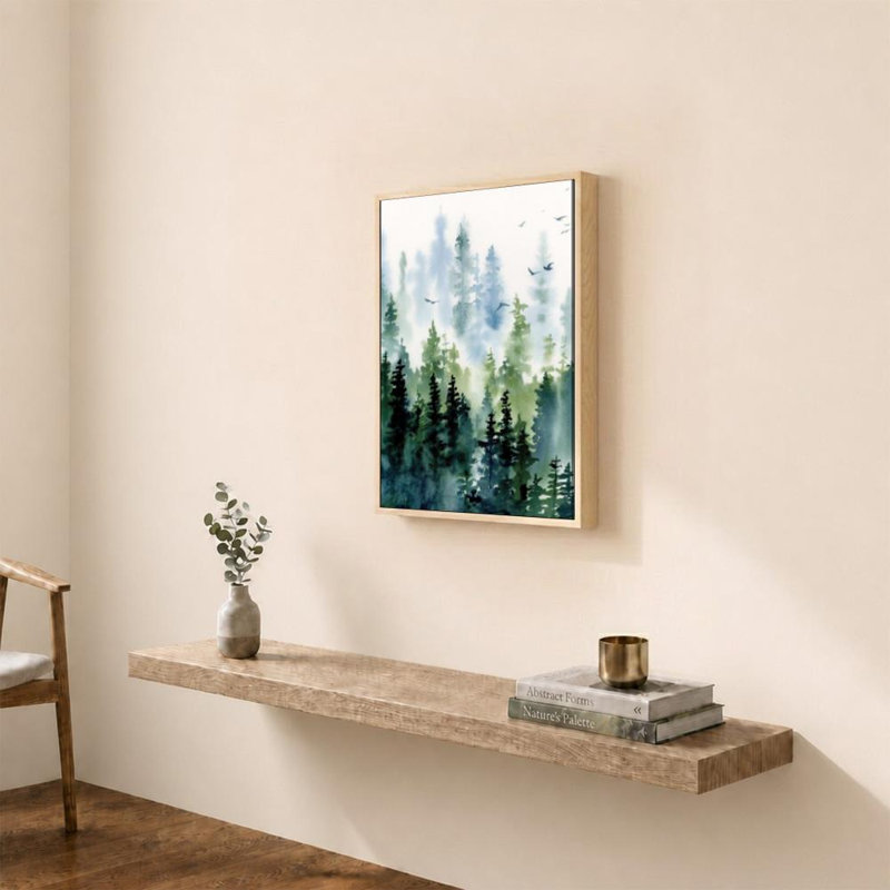 Treeline par Katrina Pete - Impression sur toile, 24" H x 18" W, Flat Floating Frame, Bouleau
