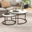 Cotten 2 Pcs Stacking Coffee Table Set Steel Frame, Marble Dark Grey-628454661