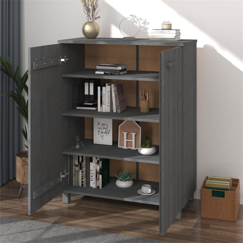 Jezelle 16 Pair Shoe Storage Cabinet, Dark Grey