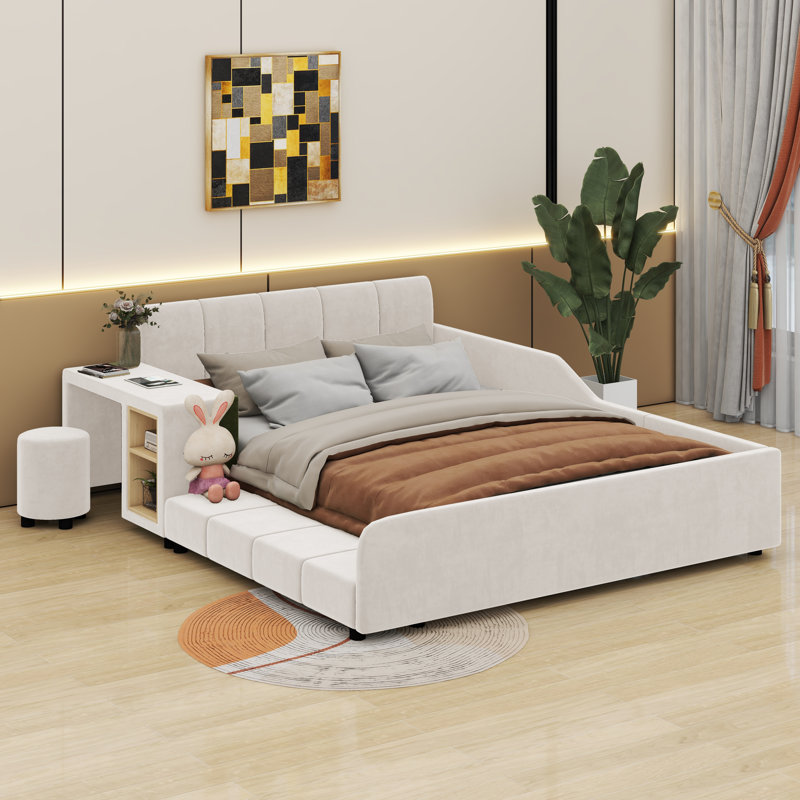 Lit tapissier pleine grandeur Carragan, Beige