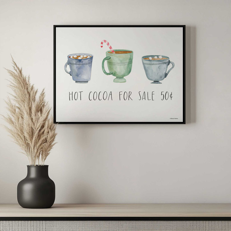 «Hot Cocoa For Sale» par Rachel Nieman, reproduction d'art, L 40 x H 30, Toile avec cadre, Brun