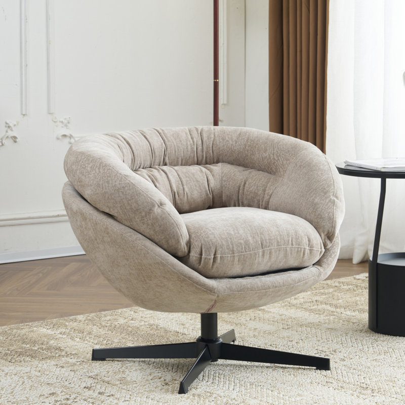 Fauteuil d'appoint pivotant rembourré, Chenille brune