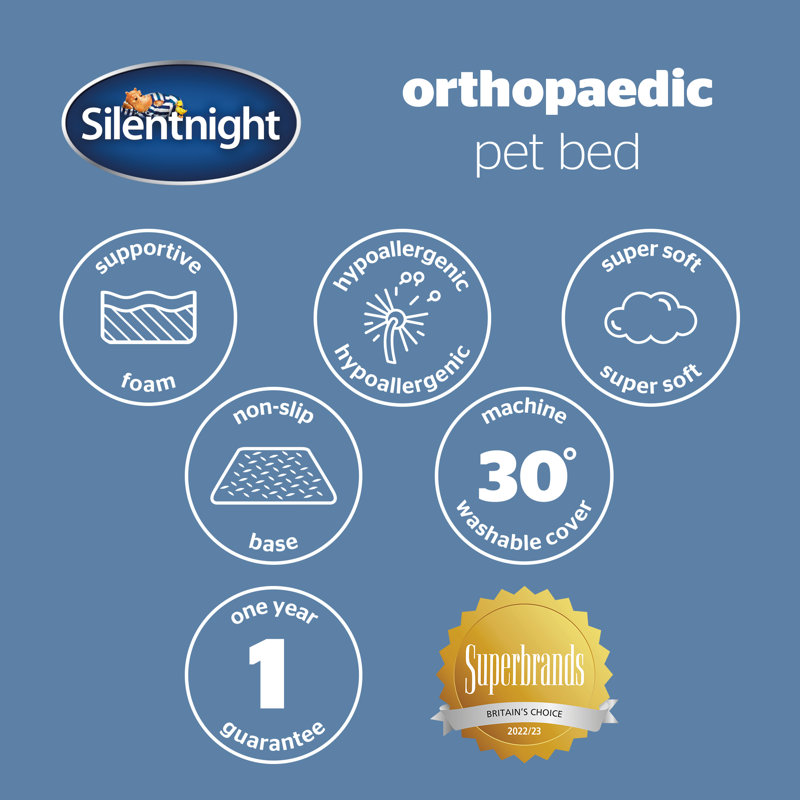 Silentnight Orthopaedic Luxury Pet Bed, 17cm H x 65cm W x 49cm D, Beige