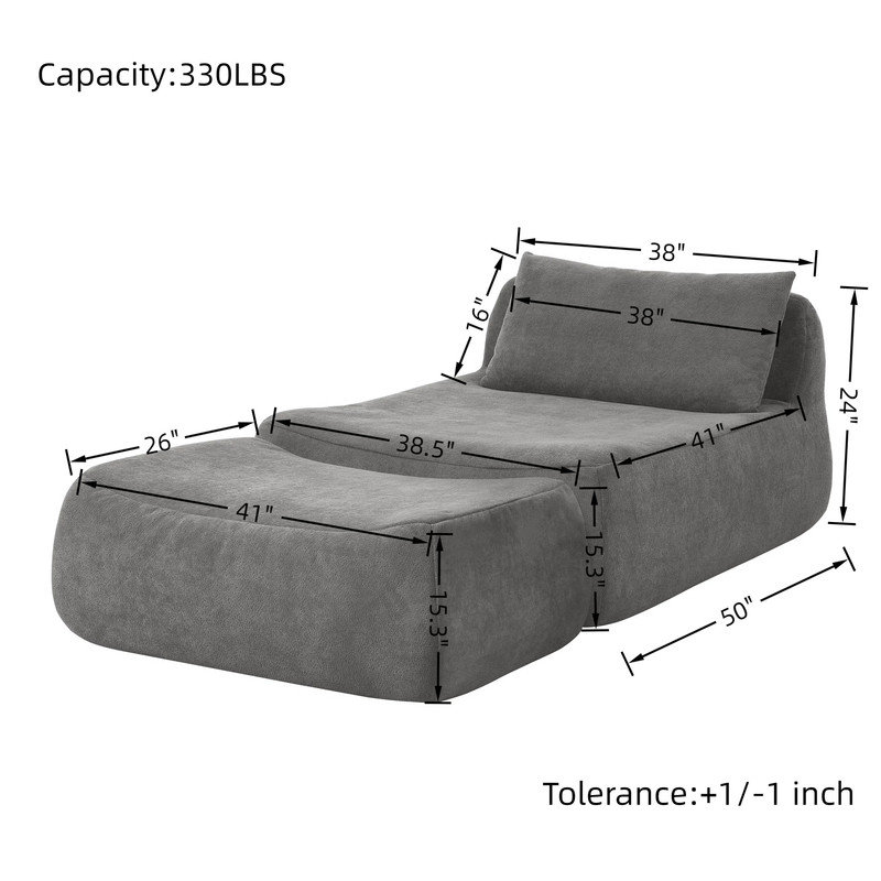 Lazy Sofa Bean Bag Chair Large Recliner, Gray