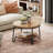 Mia 32" Round Coffee Table with 2-tier Storage Shelves