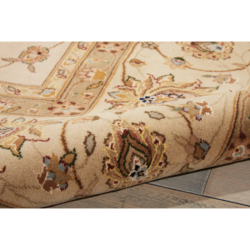 Tapis beige fait à la main Bilbrey, Rectangle 11 pi 6 po x 8 pi 6 po