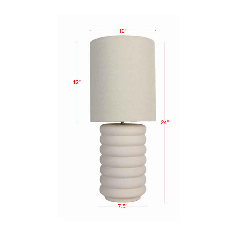 Jayshon 24.5"H Modern Urban Home Ceramic Table Lamp for LivingRoom w/9W LED Bulb, Beige