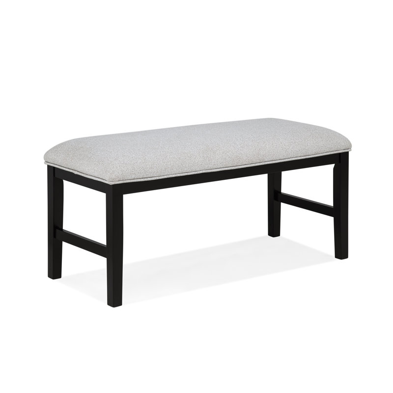 Banc de salle à manger rembourré gris clair avec pieds en bois foncé | Idée de cadeau