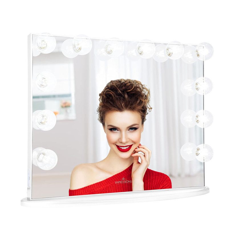 Miroir de maquillage Hollywood avec 12 lumières DEL claires Glow Plus, Blanc