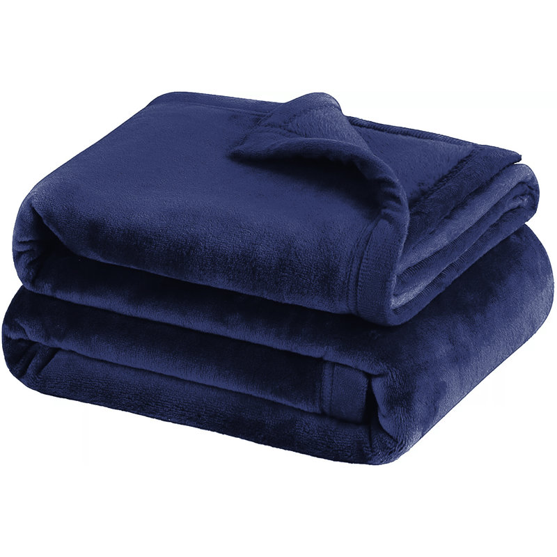 Plain Weave / Muslin Heated Throw Blanket, Single, Navy