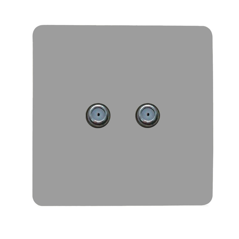 Trendi Switch 2 Gang Male F-Type Satellite Television Socket, Light Grey
