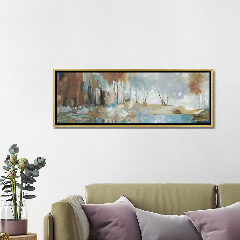 Golden Tranquility - reproduction d'art murale - toile encadrée, H 16 po x l 48 po, Doré