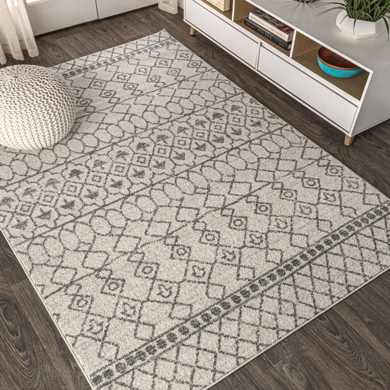 Bouton Moroccan Beni Souk Cream/Gray Rug, Rectangle 7'9" x 10'