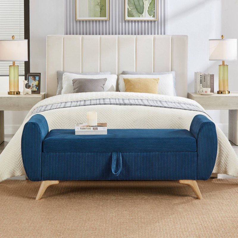 Banc de lit avec rangement, Bleu, Bleu
