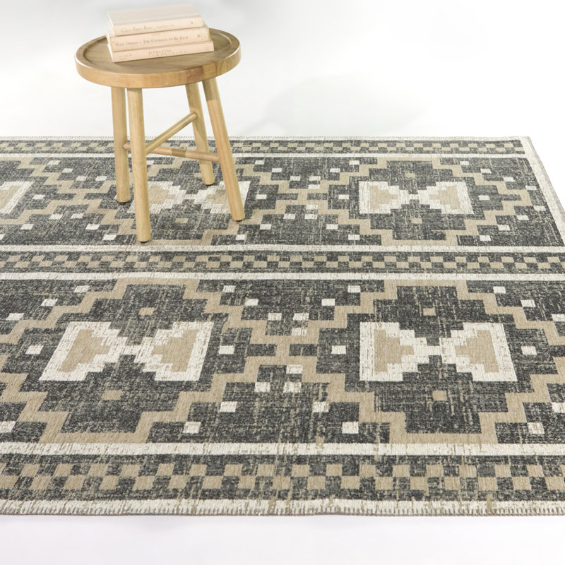 Chiemena Brown Southwestern Geometric Area Rug, Rectangle 5'3" x 7'