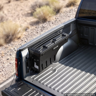 Truck Bed Storage Box, 6.6 Gal/25L Waterproof ABS Wheel Well Tool Box with Anti-Theft Lock, Compatible with 2020-2025 Chevy/GMC Silverado/Sierra 2500/3500HD, Driver Side Left (Drilling Required)