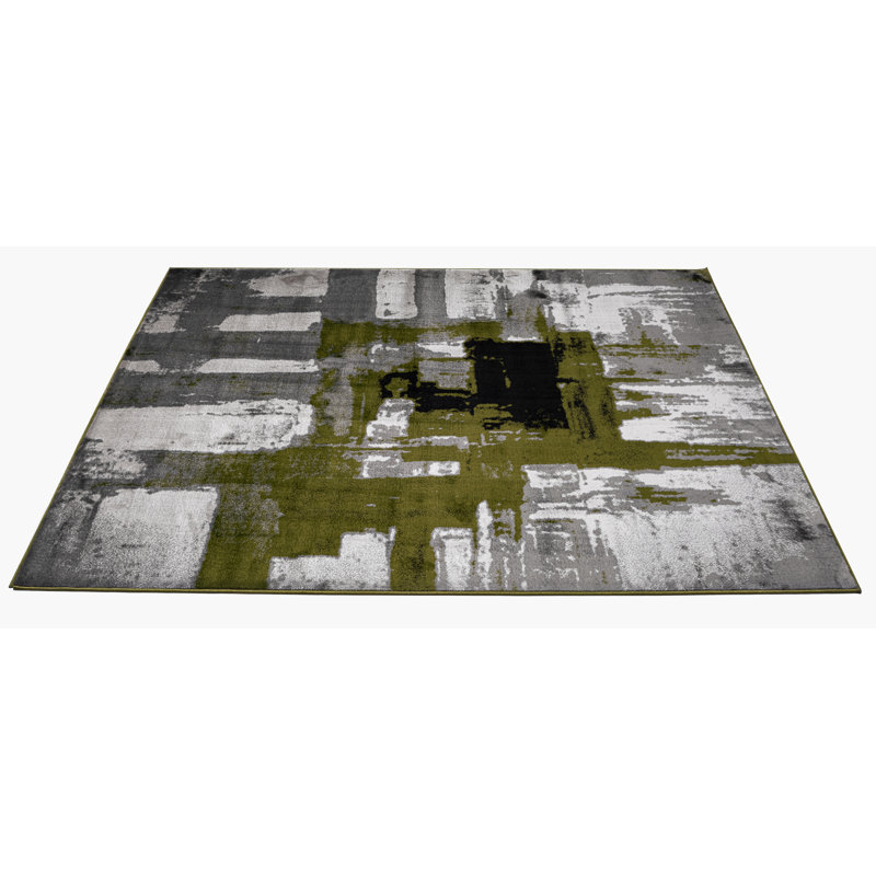 Abstract Area Rug, Green, Rectangle 120 x 170 cm