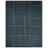 Tapis vert foncé / blanc en soie noué à la main Ariyani