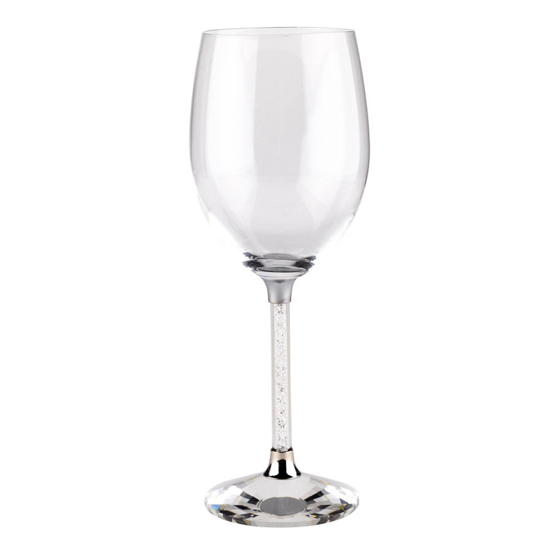 Sparkles Home | Ensemble de verres à vin Vetrina 6 verres en cristal | Tige en strass | Rose, 6, Argent argent