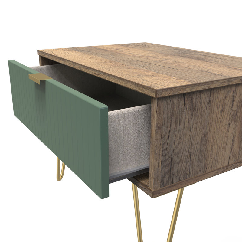 Beranda 1 Drawer Midi Chest (Ready Assembled), Labrador Green/Vintage Oak