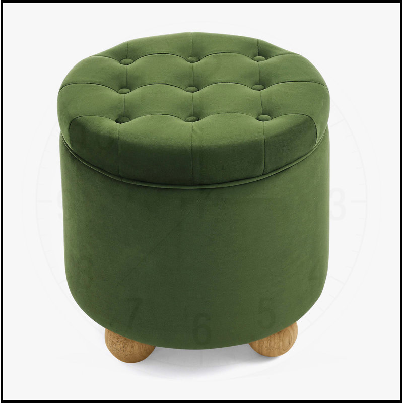 Repose-pieds multi-fonctionnel en flanelle ronde avec couvercle réversible et espace de rangement, parfait pour le salon et la chambre à coucher
