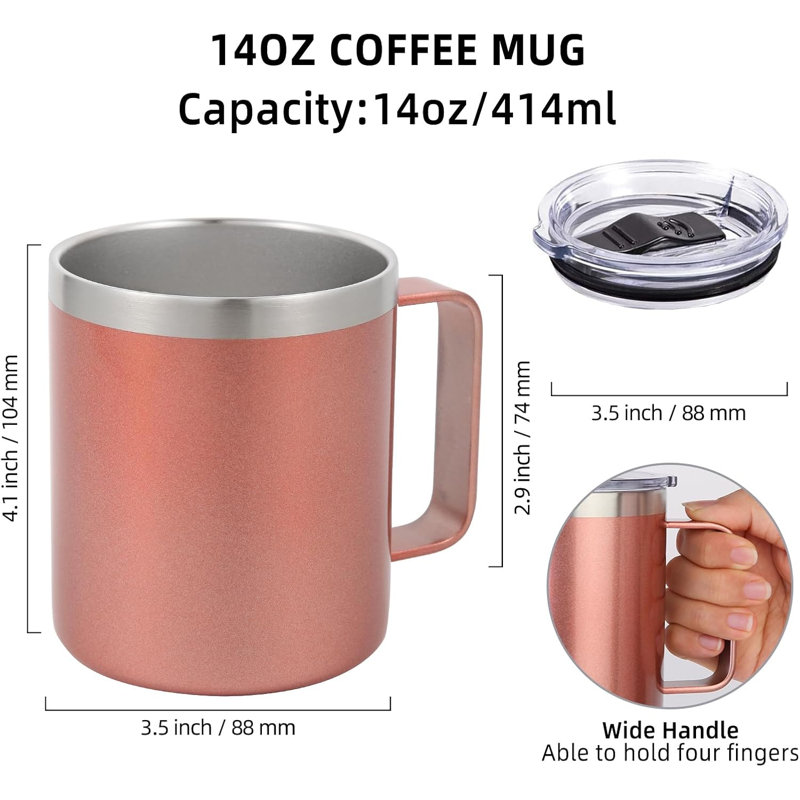 Tasse à café en acier inoxydable 14 oz avec couvercle en vrac 14 oz