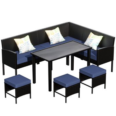7 - Piece Patio For Garden, Waterproof And Design, All Weather , Comfortable Seating Experience Backyard Outdoor Furniture, Piece, Breathable Mesh Seat Cushions, Frame