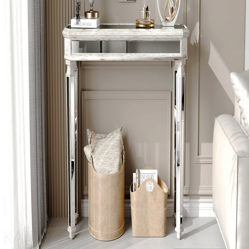 Console à miroir 48 po, grain de bois rétro pour entrée - standard