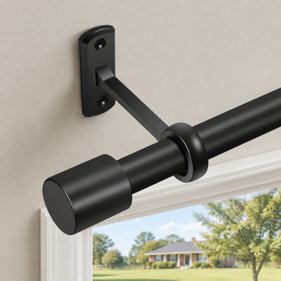 Extra-Long Black Curtain Rod for Windows 120 to 240 Inches, Heavy-Duty Adjustable 1 Inch All-Metal Design for Indoor or Outdoor Use; Modern 200 Inch Room-Divider Rod with Easy Installation