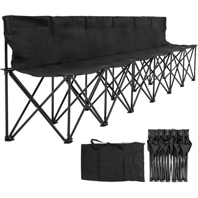 6-Seat Folding Team Sideline Bench with Backrest, Portable Bench with Carry Bag for Soccer, Football, Camping & Outdoor Events