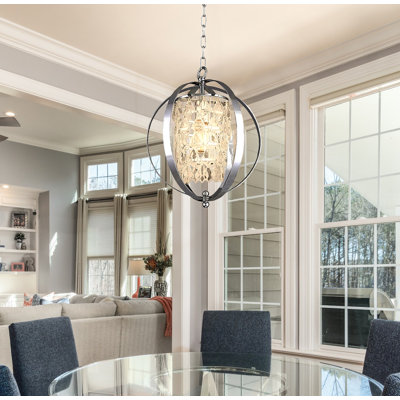 Dennita 12.6 - Inch Unique Statement Globe Pendant with Crystal Accents