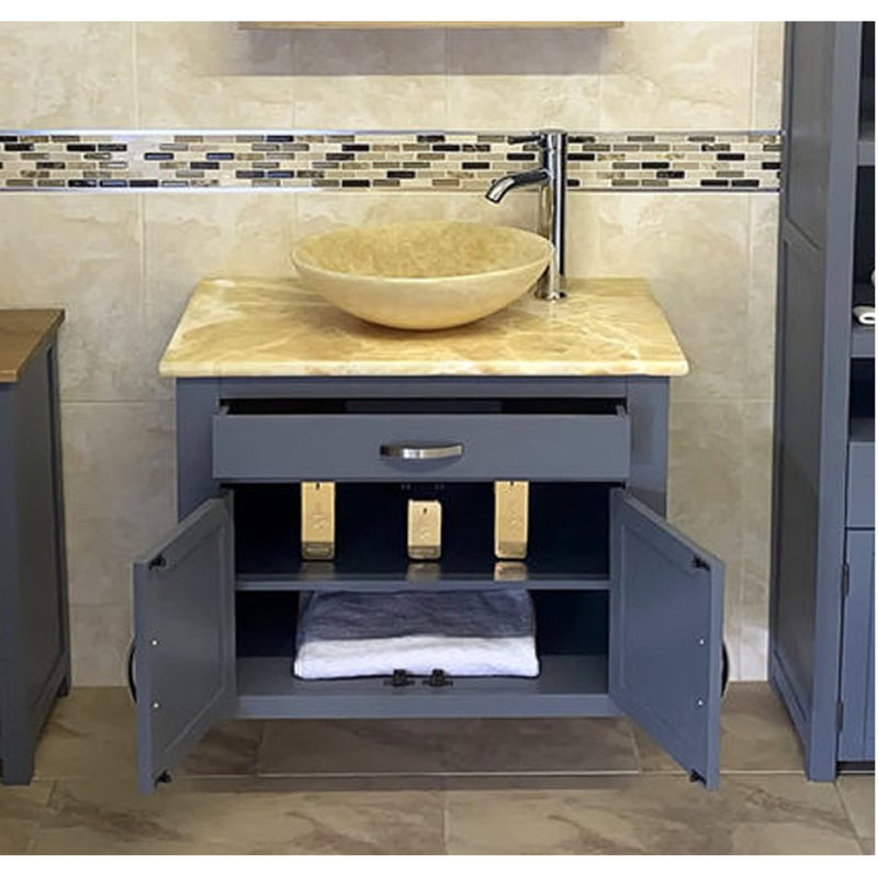 Bilst 750mm Single Bathroom Vanity with Vessel Stone Basin
