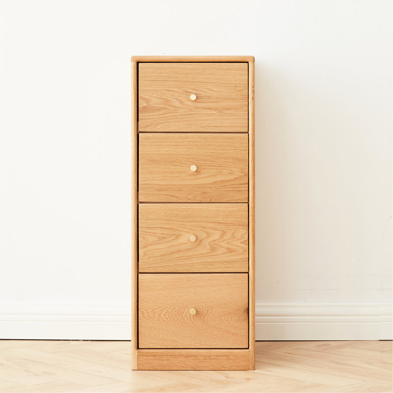 Armoire de rangement de chevet en chêne massif - Quatre tiroirs pour le salon dans un tiroir