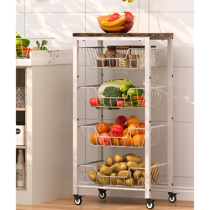 Chariot de rangement de fruits et légumes pour la cuisine, 5 niveaux