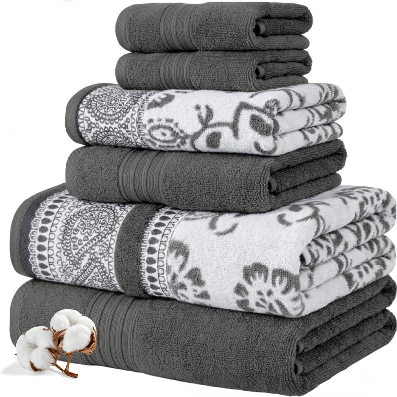 Ensemble de serviettes en jacquard réversible 6 fils et serviettes de bain en fil réversible moderne 100% coton Modern