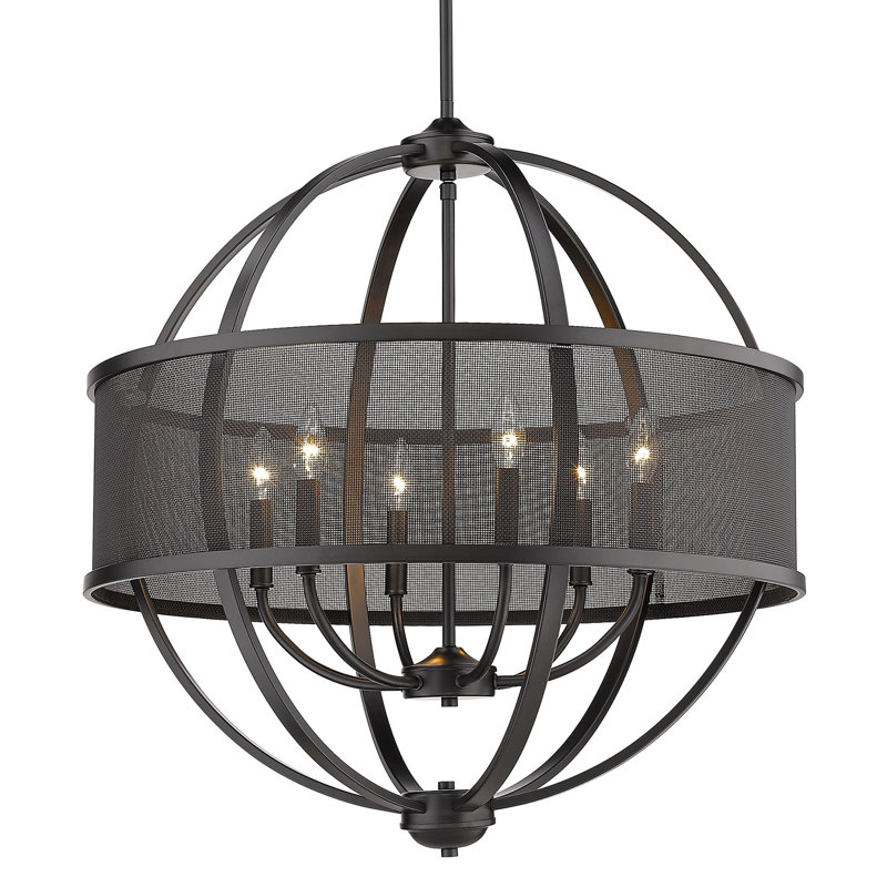 Petitt 6-Light Dimmable Globe Chandelier, Matte Black, Matte Black