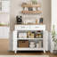 Armoire de rangement de cuisine, blanc ivoire - Buffet de ferme moderne avec 2 tiroirs, 2 portes et un bar à café pour le salon, la salle à manger ou la salle de bain