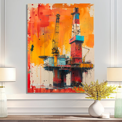 Orange, orange, plate-forme de pétrole, fond marin, rodéo