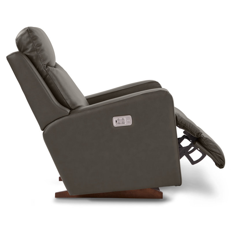 Emmons Leather Rocker Recliner, Pewter