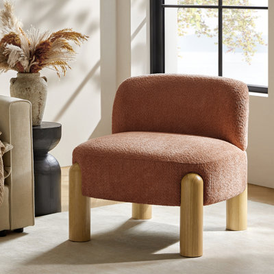 Holmgren 28"W Modern Boucle Accent Chair with Solid Wood Legs