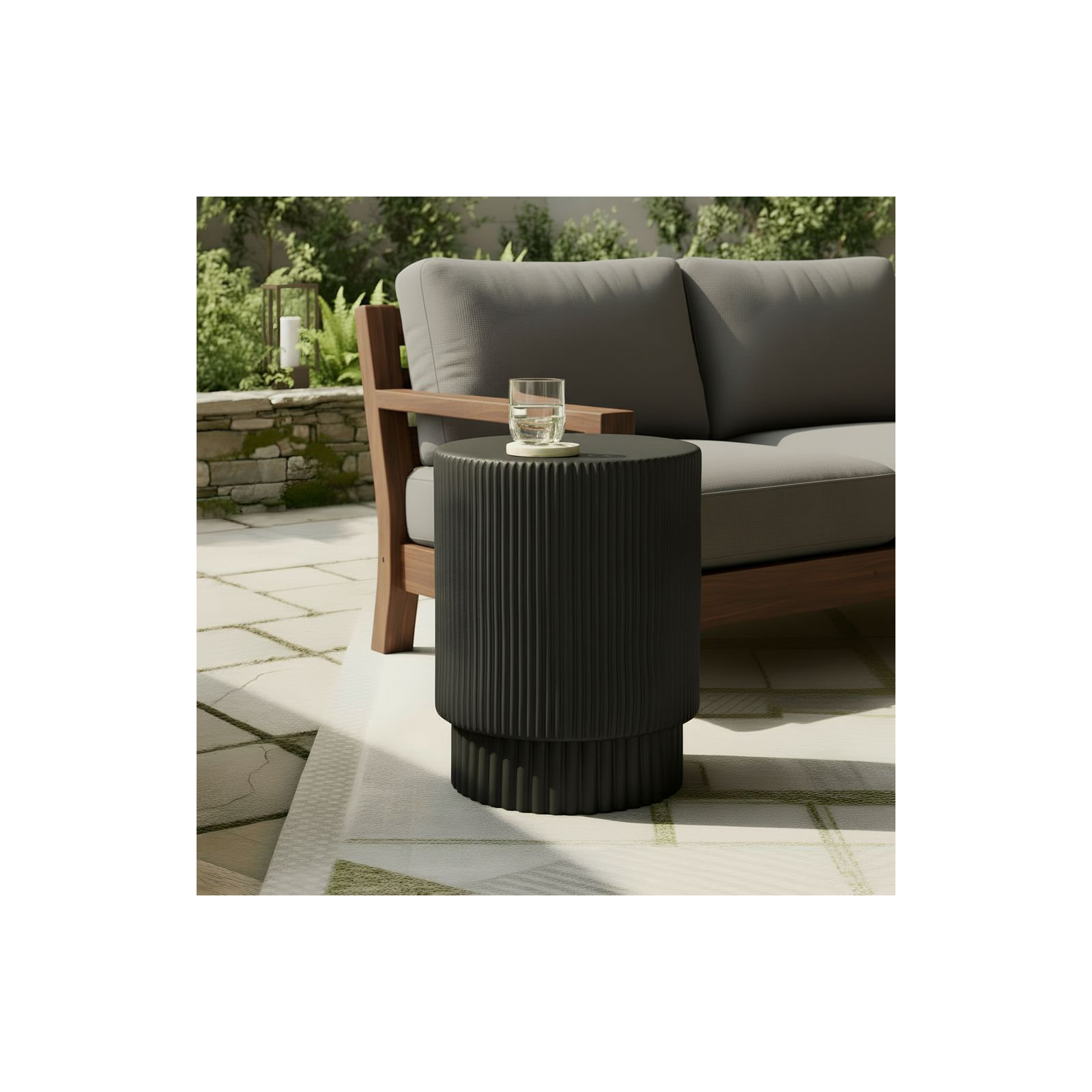 Kody Outdoor Side Table, Black