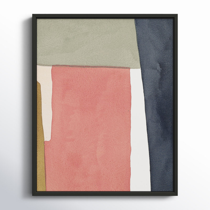 Warm Pink And Indigo by Julia Balfour, White Framed Canvas, 20" H x 16" W x 1.4" D