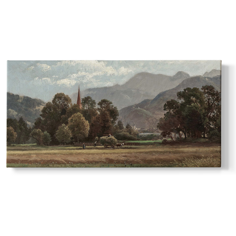 Série paysage -MXIX- Toile tendue avec châssis tendue, prête à accrocher, H 21 po x l 41 po, Doré