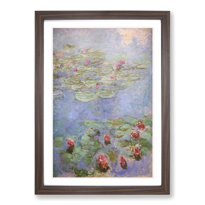 Water Lilies Lily Pond Vol.8 by Claude Monet - Picture Frame Painting, Walnut, 65cm H x 48cm W x 2cm D
