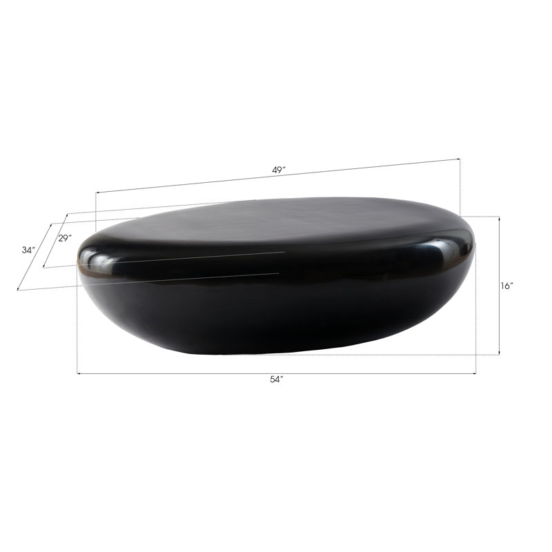 Contemporary Black Oval Solid Wood Coffee Table 54"x34"