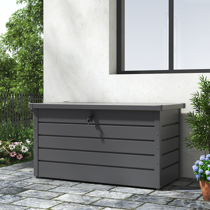 Garden Sanctuary 120cm W 350L Metal Lockable Deck Box in Grey